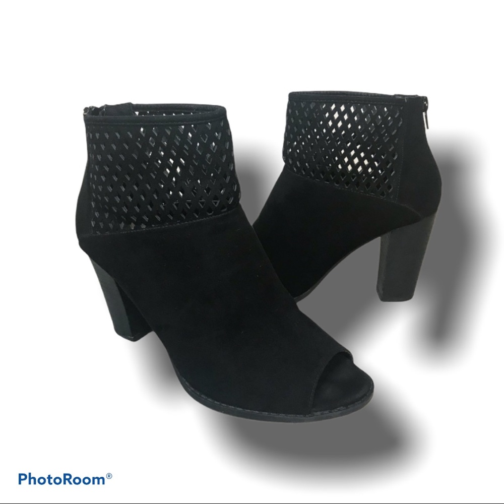 Report Rayce Black Suede Open Toe Booties Women’s size 8